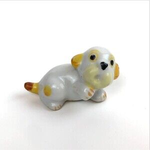 Vintage Porcelain Tiny Puppy Stamped Japan 1950s Cute Expression